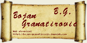 Bojan Granatirović vizit kartica